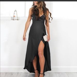 Maternity sexy V-neck sling strap plain formal dress from lukalula